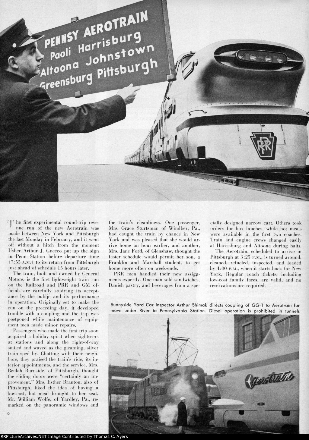 PRR "Pennsy Aerotrain," Page 6, 1956